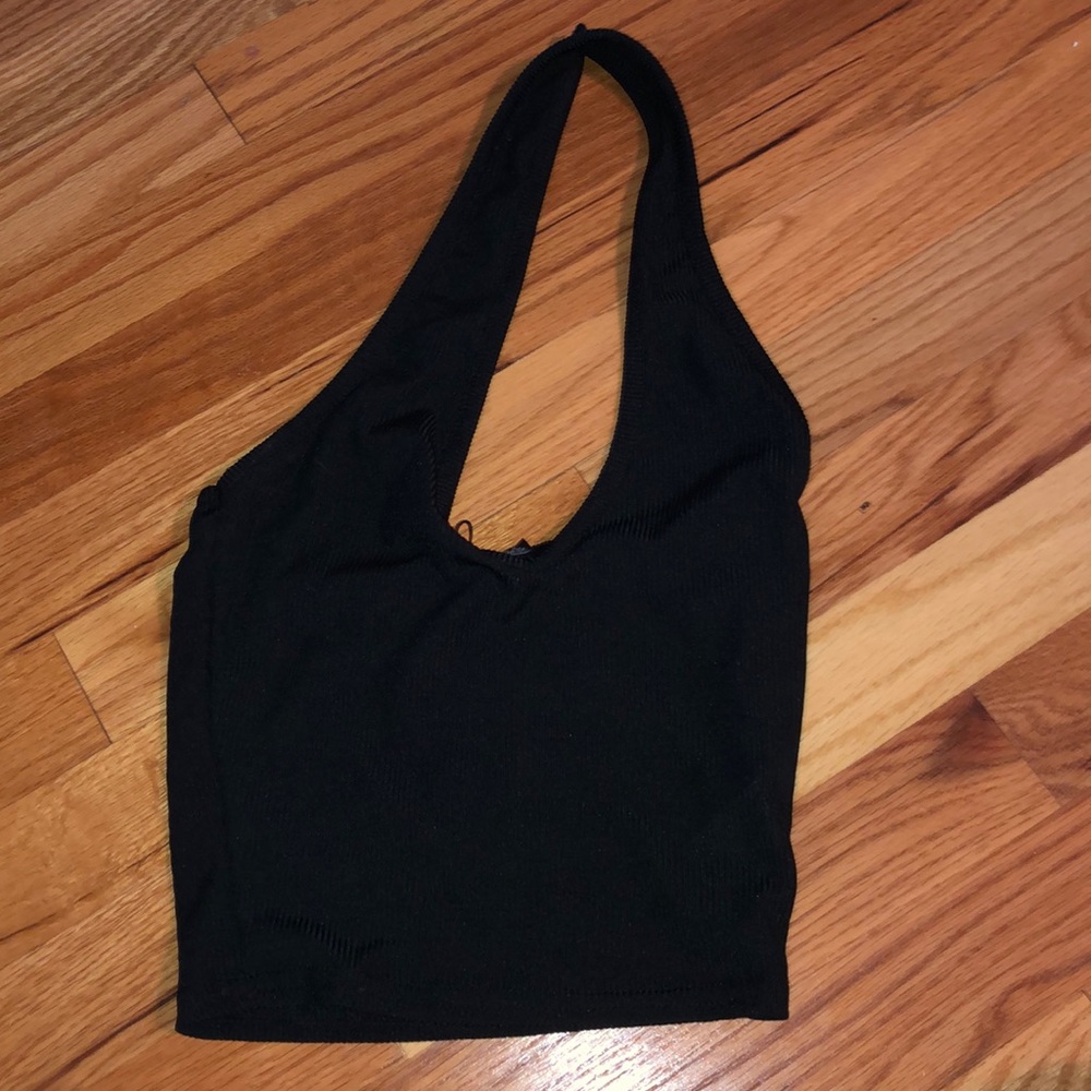 Nasty Gal Black Cropped Halter Top NWT